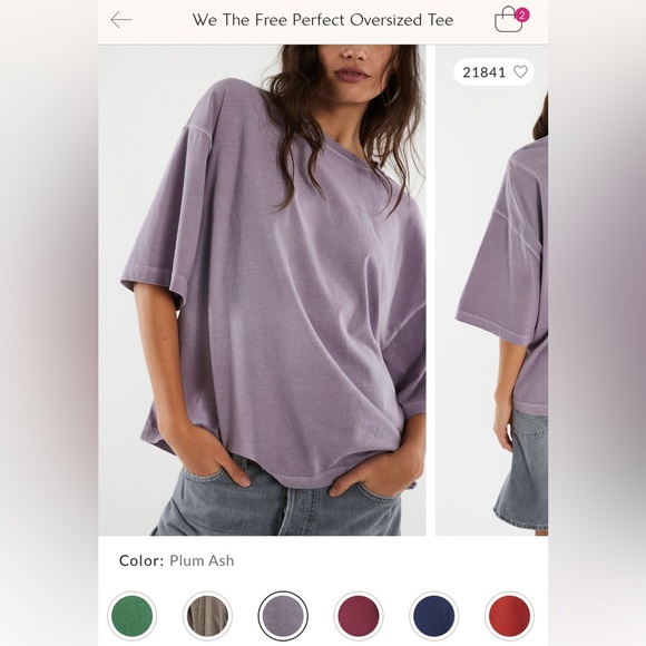 NWT Free People We The Free Perfect Oversized Tee - plum ash purple - small - Picture 6 of 9